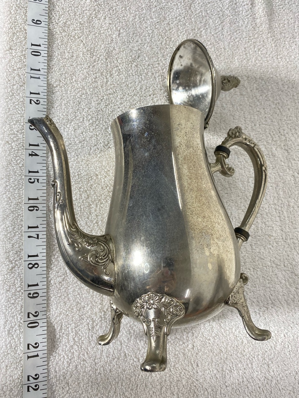 Vintage EP Brass Victorian Style Silver Plated Ornate Footed Teapot - Picture 15 of 15